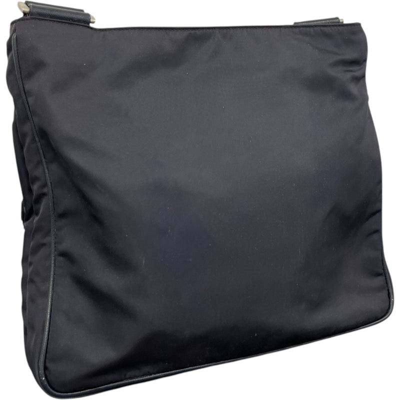 Men's Re-Nylon Plaque Logo Messenger Bag Navy