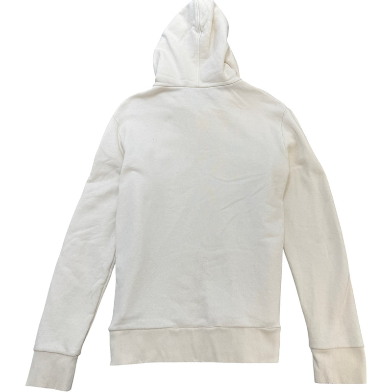 Men's Distressed Logo Print Hoodie White Size L