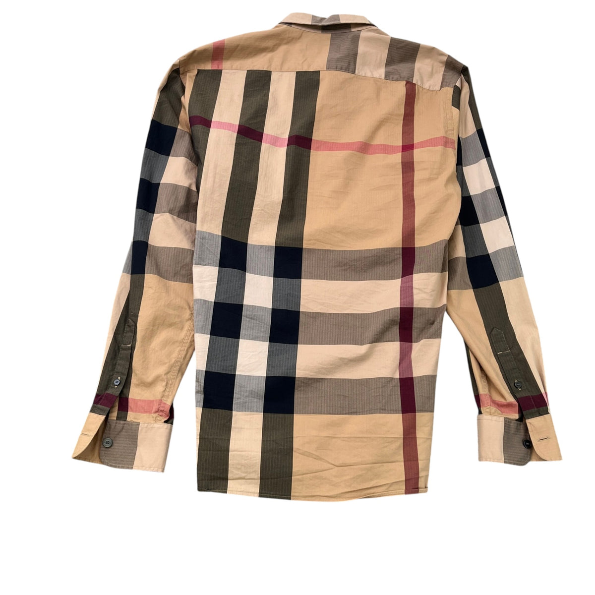 Men's Check Long Sleeve T-Shirt Beige Size L - Photo 2