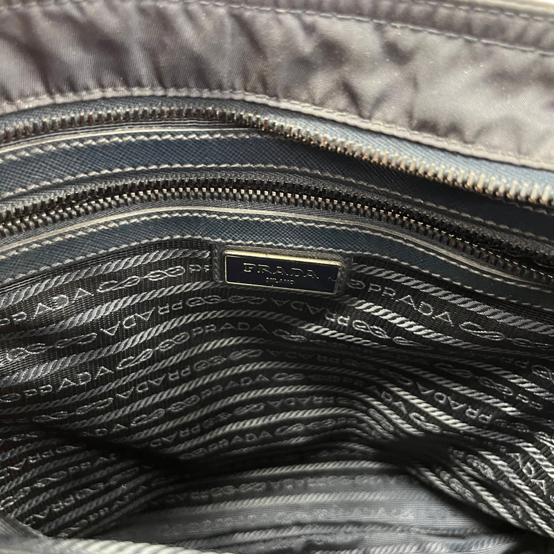 Men's Re-Nylon Plaque Logo Messenger Bag Navy