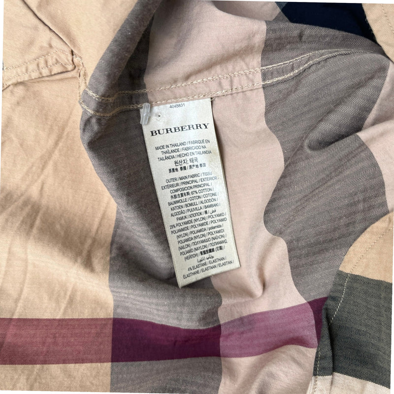 Men's Check Long Sleeve T-Shirt Beige Size L