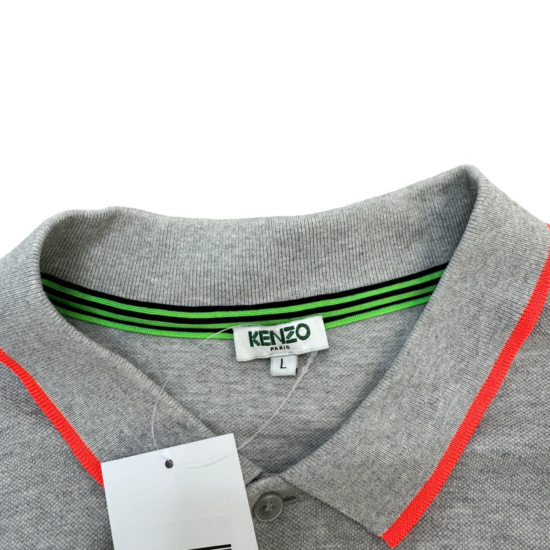 Men's Embroidered Logo Polo Shirt Grey Size L