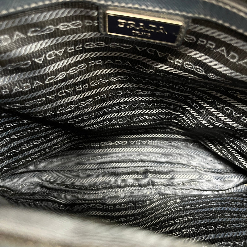 Men's Re-Nylon Plaque Logo Messenger Bag Navy