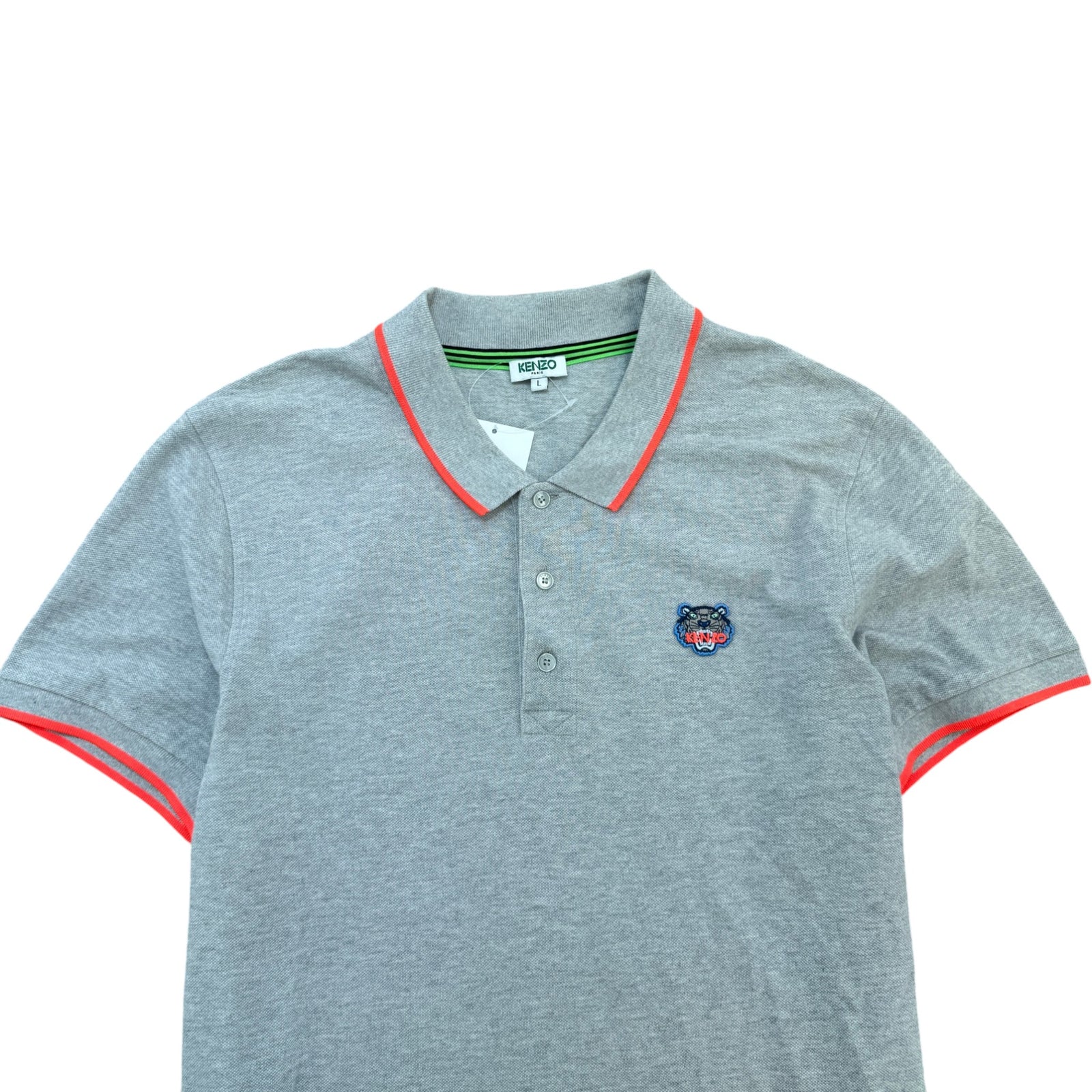 Men's Embroidered Logo Polo Shirt Grey Size L - Photo 3