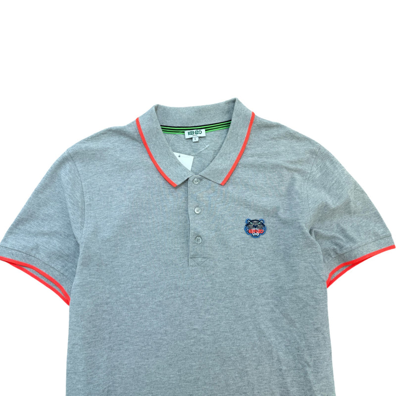 Men's Embroidered Logo Polo Shirt Grey Size L