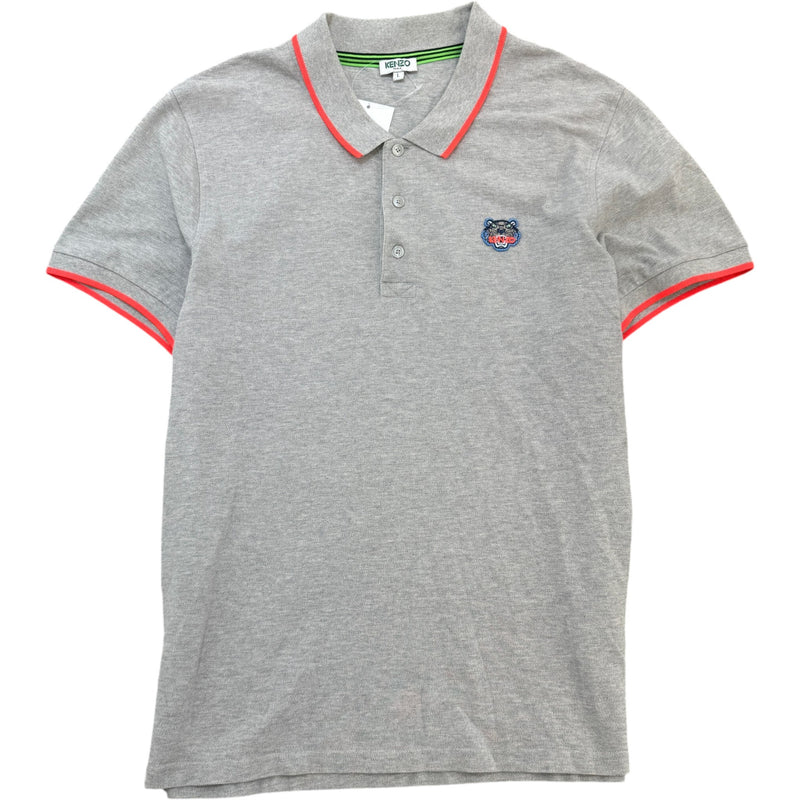 Men's Embroidered Logo Polo Shirt Grey Size L