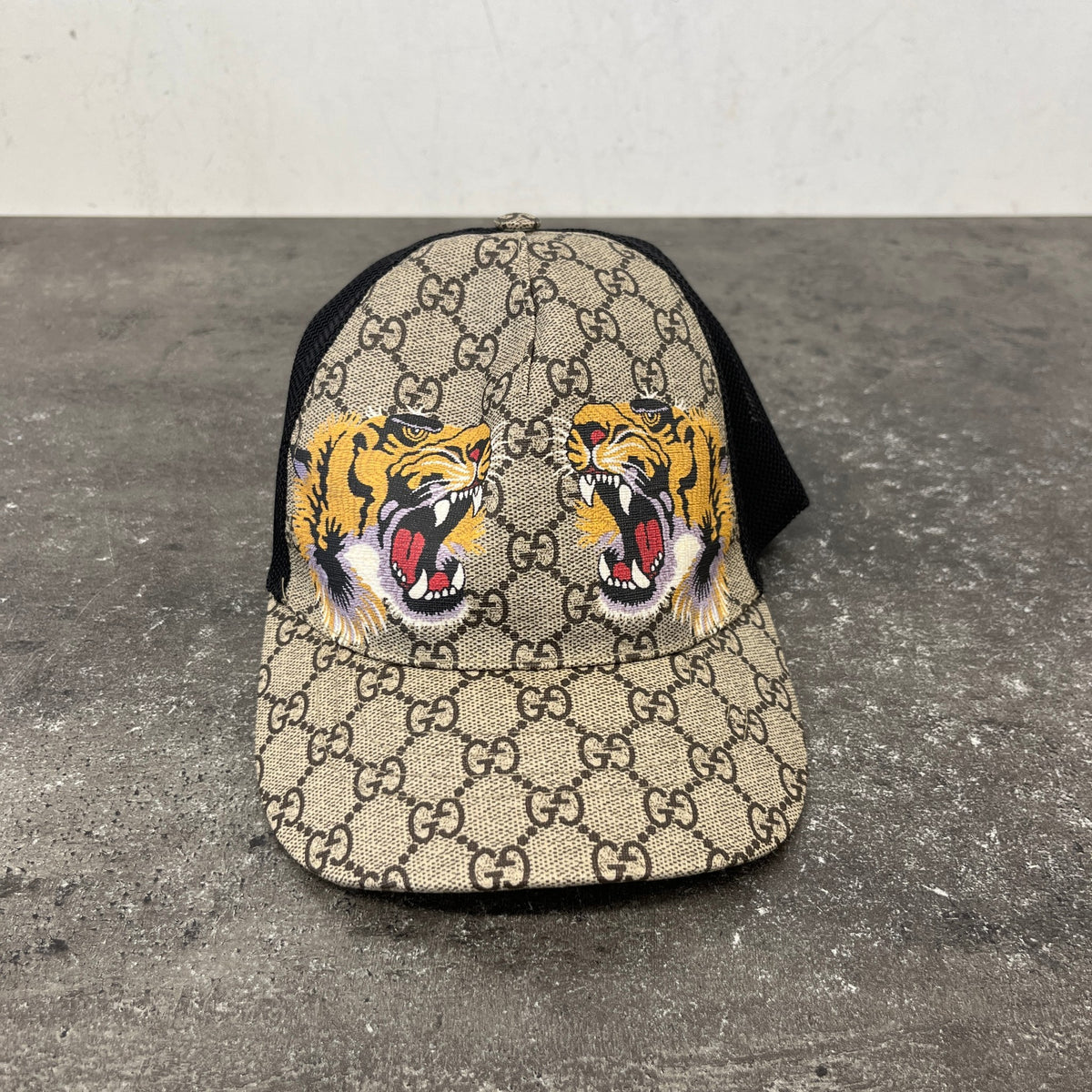 Men's Tigers Print GG Supreme Baseball Cap Beige Size L - Photo 8