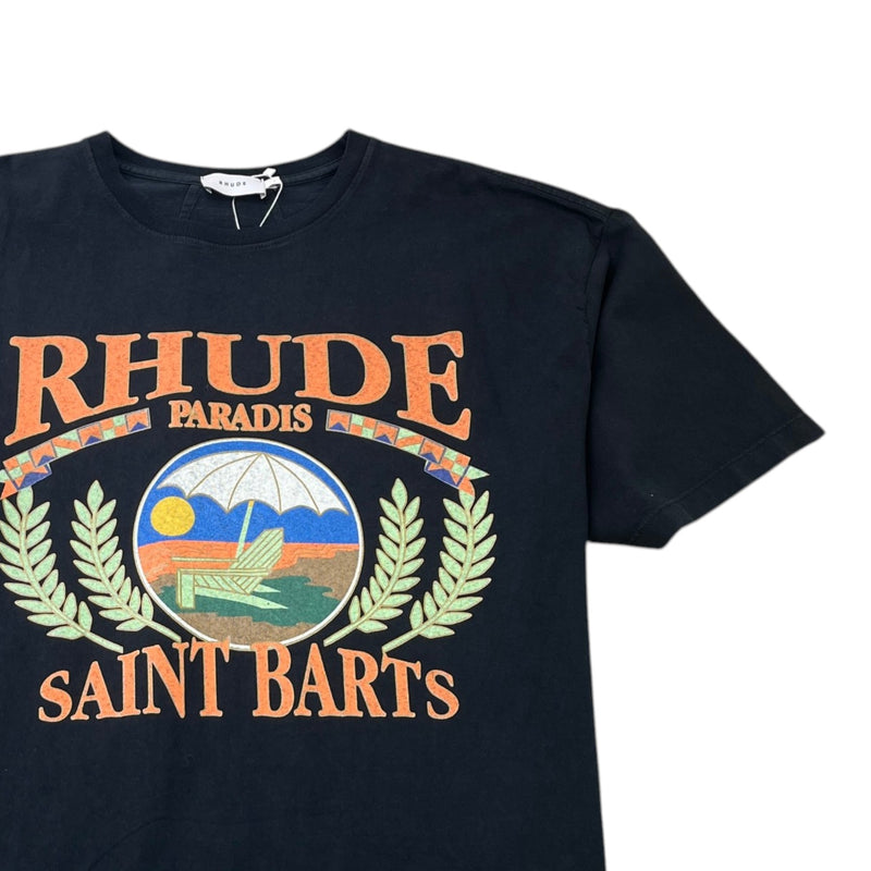 Men's St. Barts Logo Print T-Shirt Black Size L