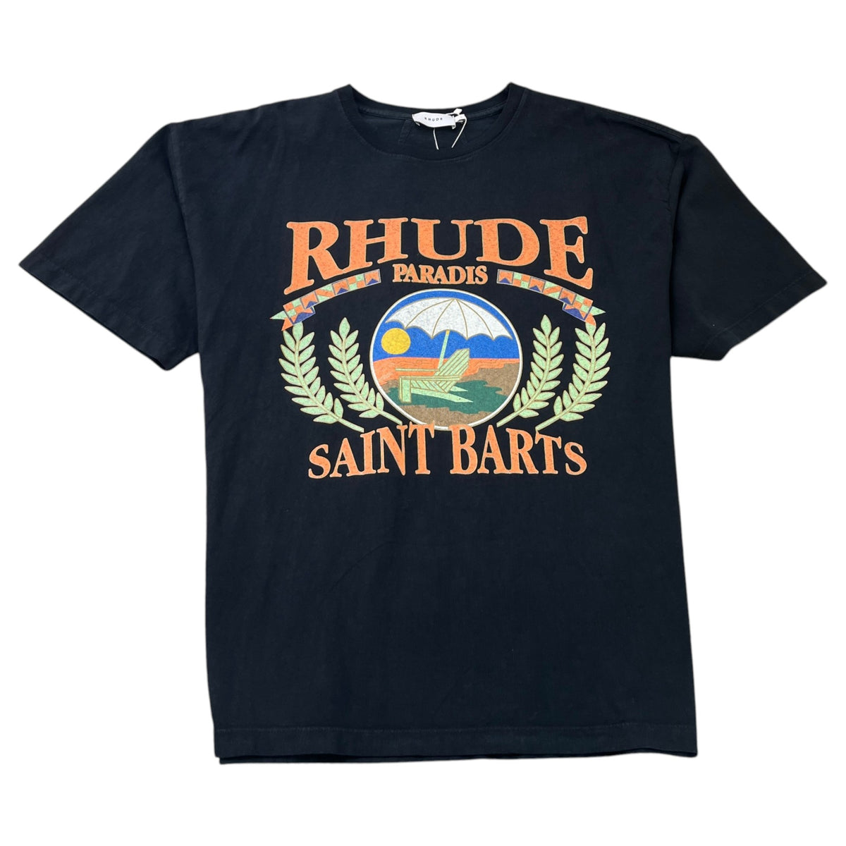 Men's St. Barts Logo Print T-Shirt Black Size L - Photo 1
