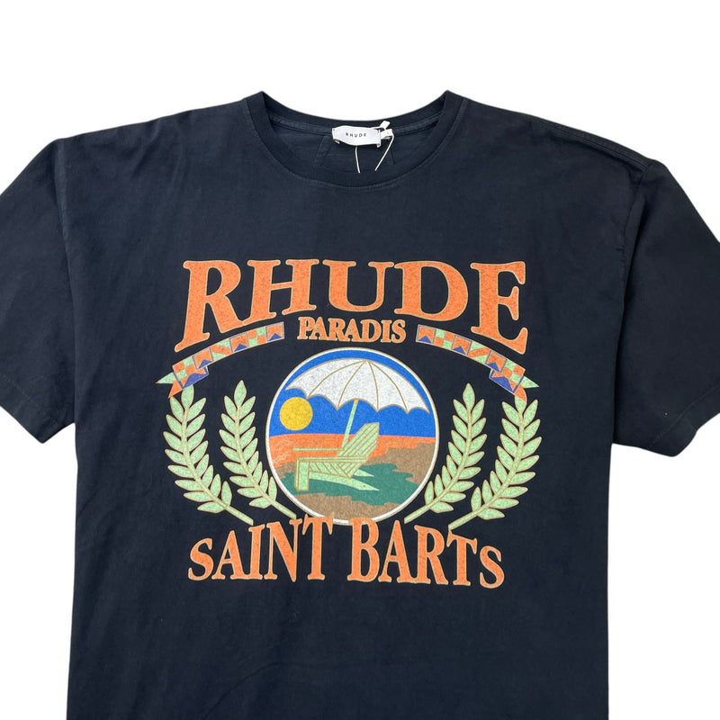 Men's St. Barts Logo Print T-Shirt Black Size L