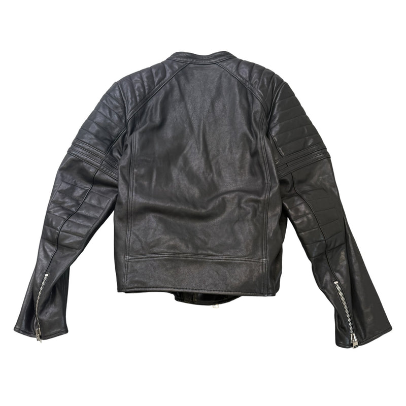 Men's Leather Biker Jacket Black Size XXL