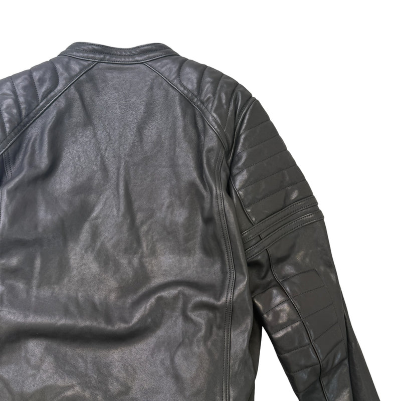 Men's Leather Biker Jacket Black Size XXL