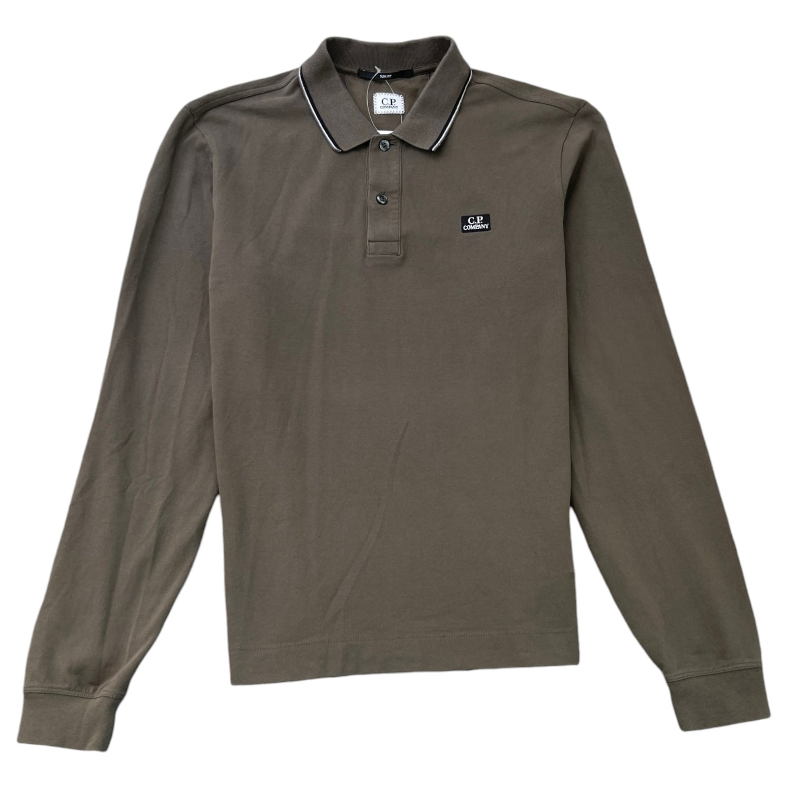 Men's Logo Patch Polo Shirt Khaki Size M - Photo 1