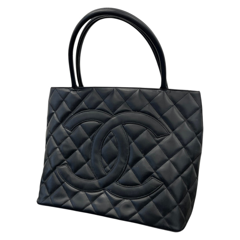 Women's Vintage CC Lambskin Medallion Tote Handbag Black