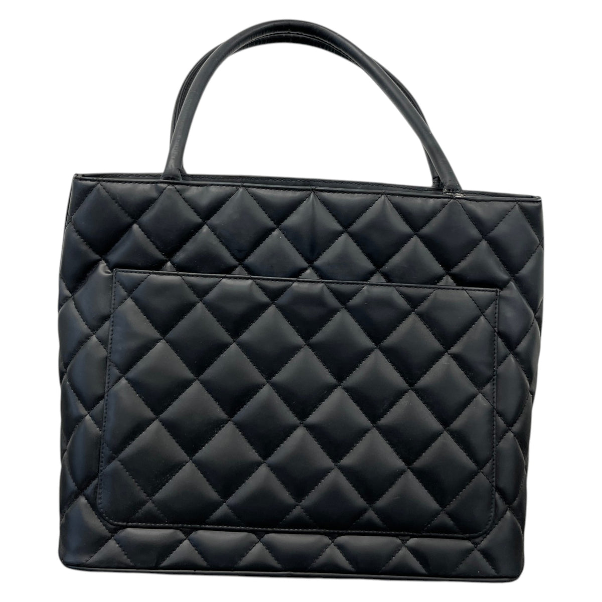 Women's Vintage CC Lambskin Medallion Tote Handbag Black - Photo 3