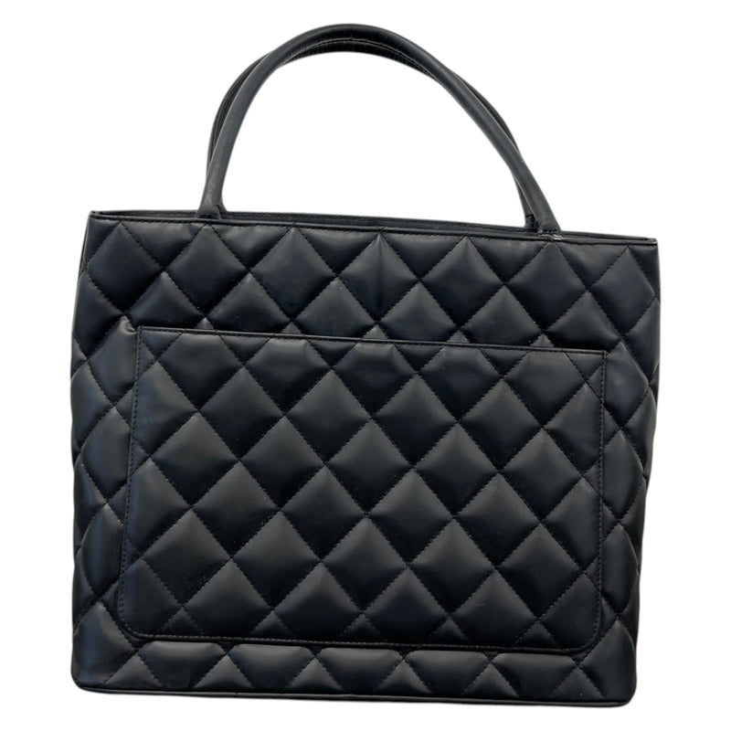 Women's Vintage CC Lambskin Medallion Tote Handbag Black
