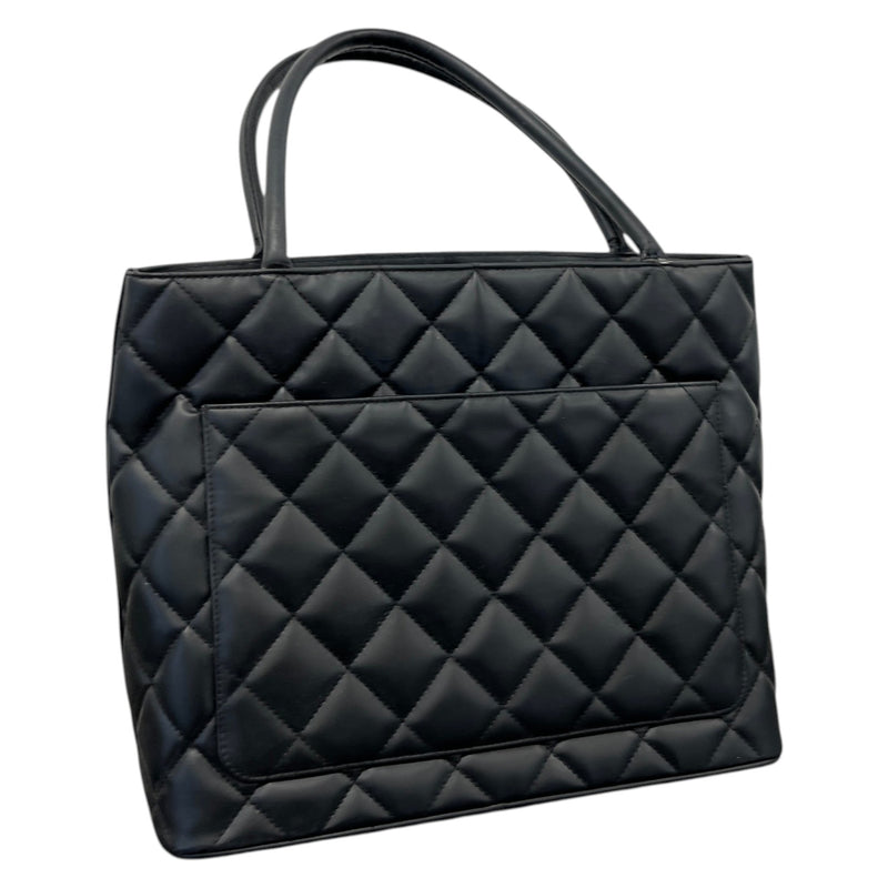 Women's Vintage CC Lambskin Medallion Tote Handbag Black