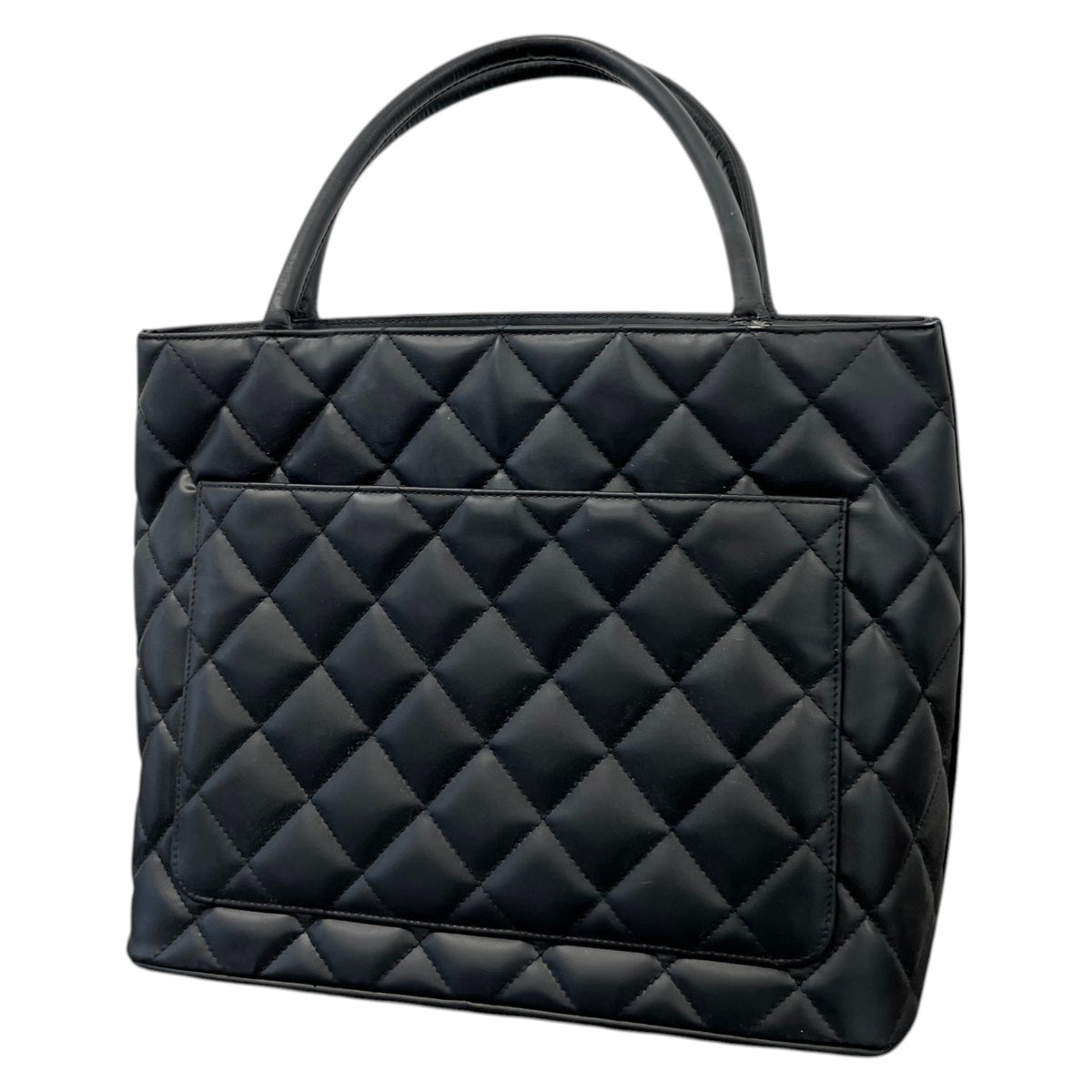 Women's Vintage CC Lambskin Medallion Tote Handbag Black - Photo 9