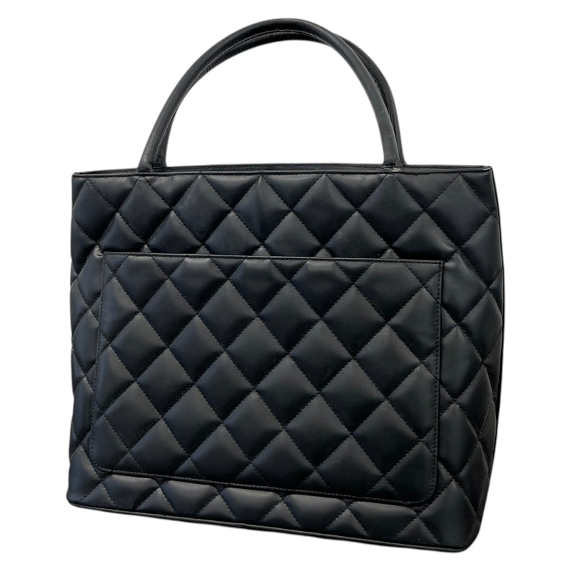 Women's Vintage CC Lambskin Medallion Tote Handbag Black
