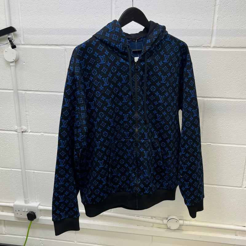 Men's Monogram Jacquard Zip Up Hoodie Black Size XL