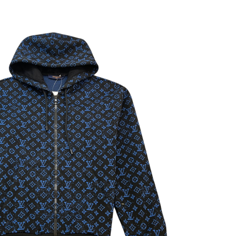 Men's Monogram Jacquard Zip Up Hoodie Black Size XL
