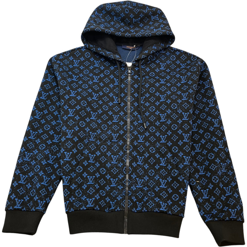 Men's Monogram Jacquard Zip Up Hoodie Black Size XL