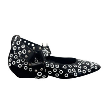 Women's Eyelet Ballet Flats Mules Black Size UK 6 / EU 39