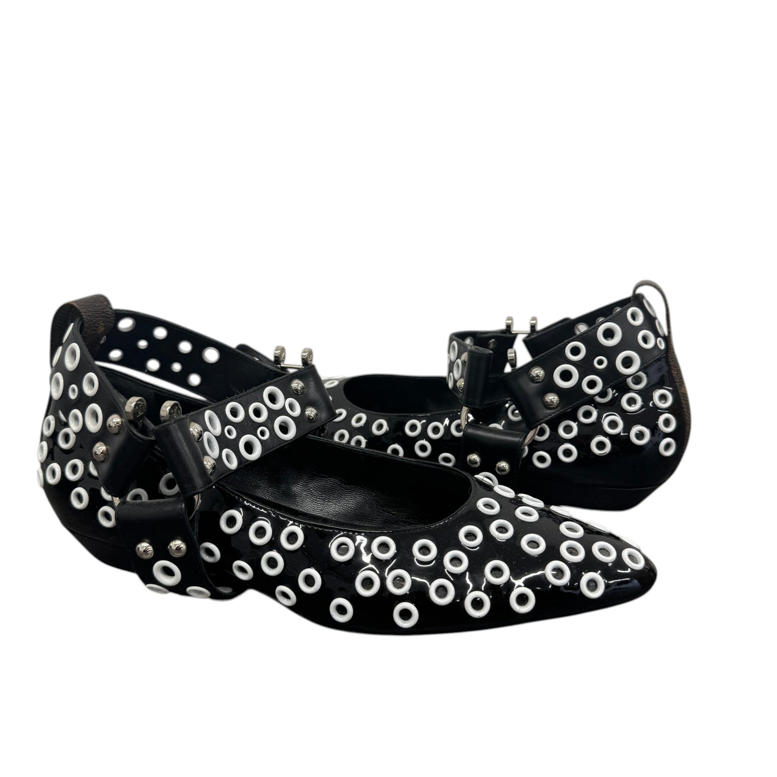 Women's Eyelet Ballet Flats Mules Black Size EU 39 / UK 6 - Photo 3