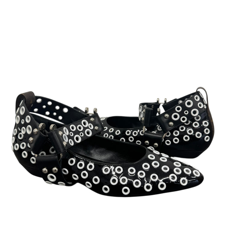 Women's Eyelet Ballet Flats Mules Black Size EU 39 / UK 6