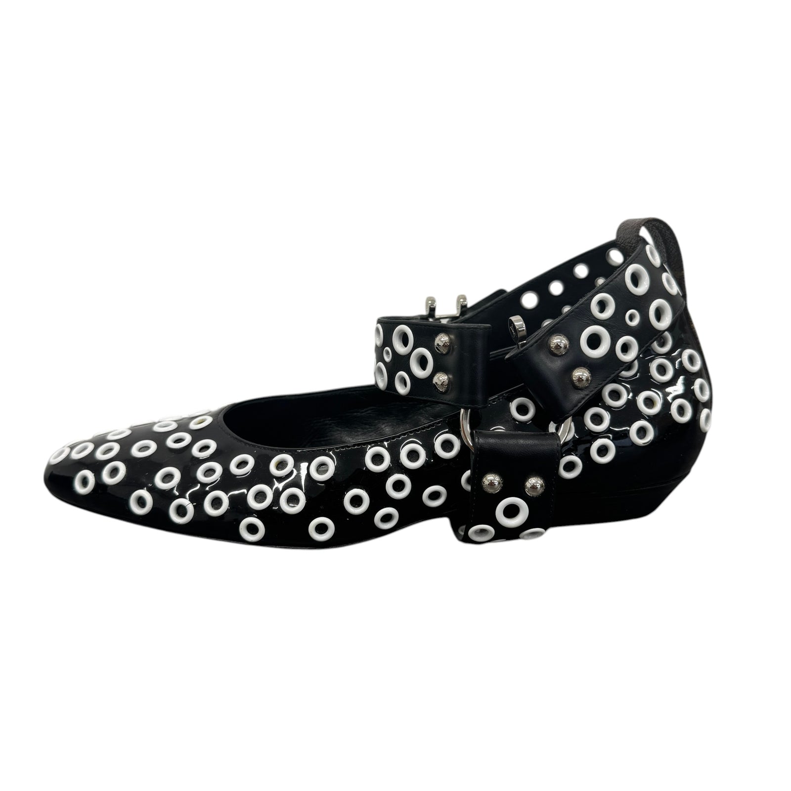 Women's Eyelet Ballet Flats Mules Black Size EU 39 / UK 6 - Photo 4