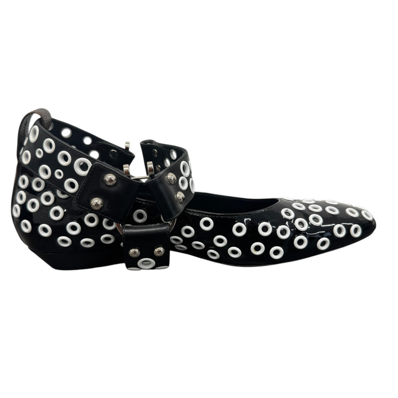 Women's Eyelet Ballet Flats Mules Black Size EU 39 / UK 6