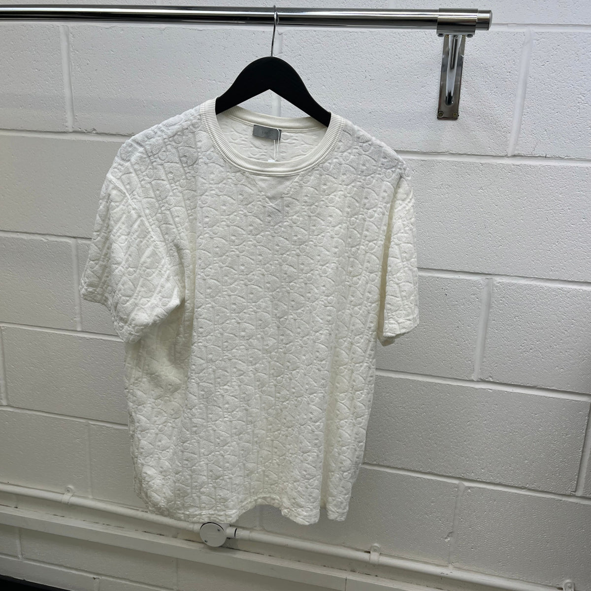 Men's Oblique Towelling T-Shirt White Size S - Photo 10