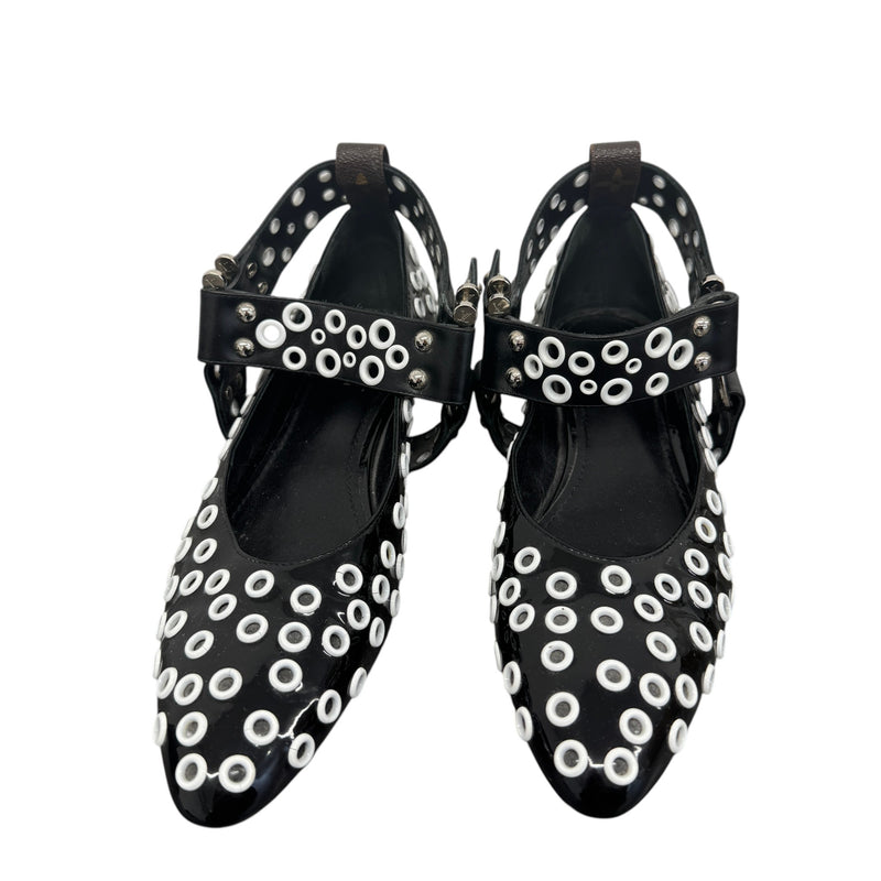 Women's Eyelet Ballet Flats Mules Black Size EU 39 / UK 6