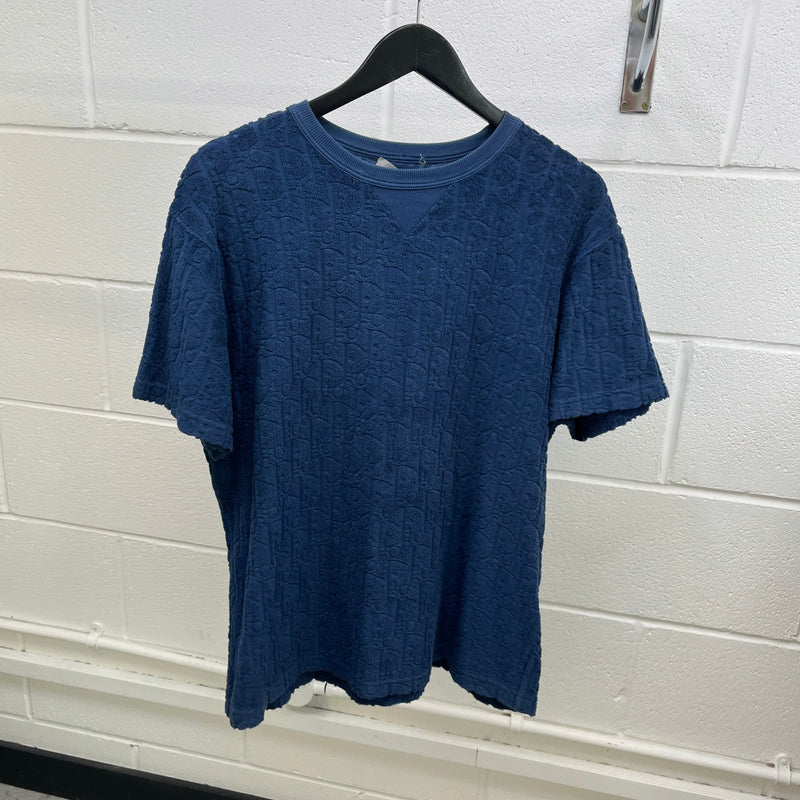 Men's Oblique Towelling T-Shirt Navy Size S