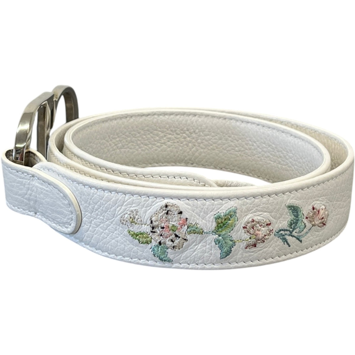 Women's Floral Embroidery Belt White Size W36 - Photo 2