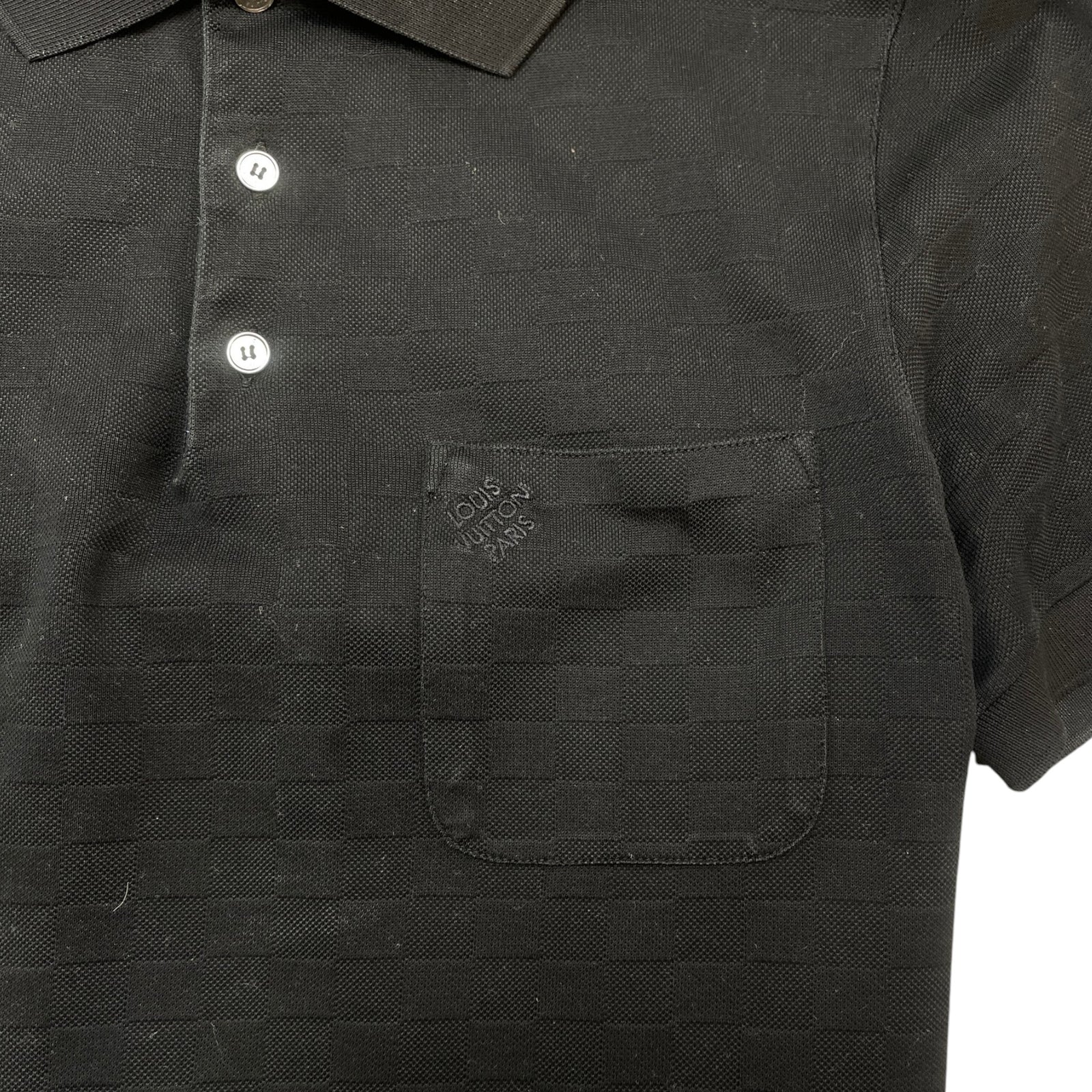 Men's Full Damier Polo Shirt Black Size S - Photo 5