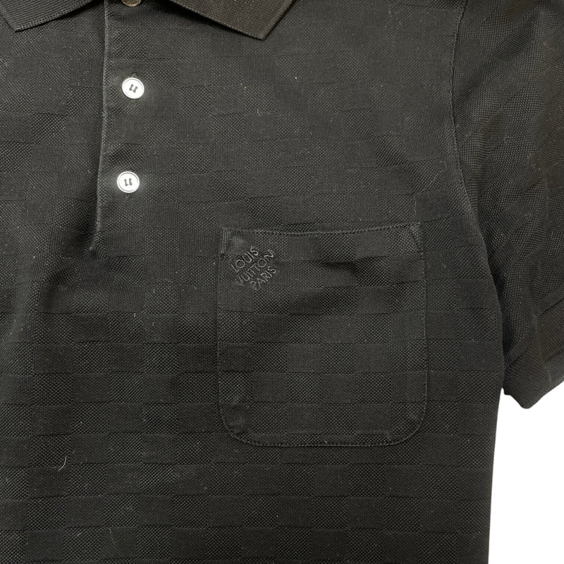 Men's Full Damier Polo Shirt Black Size S