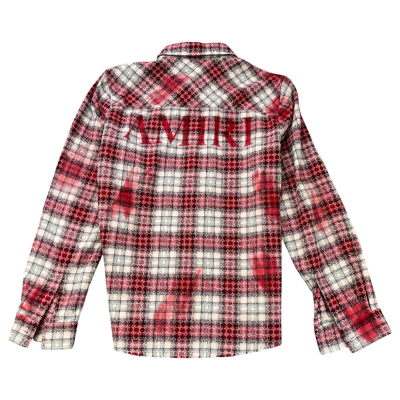 Men's Distressed Bleached Flannel Long Sleeve Shirt Red Size M