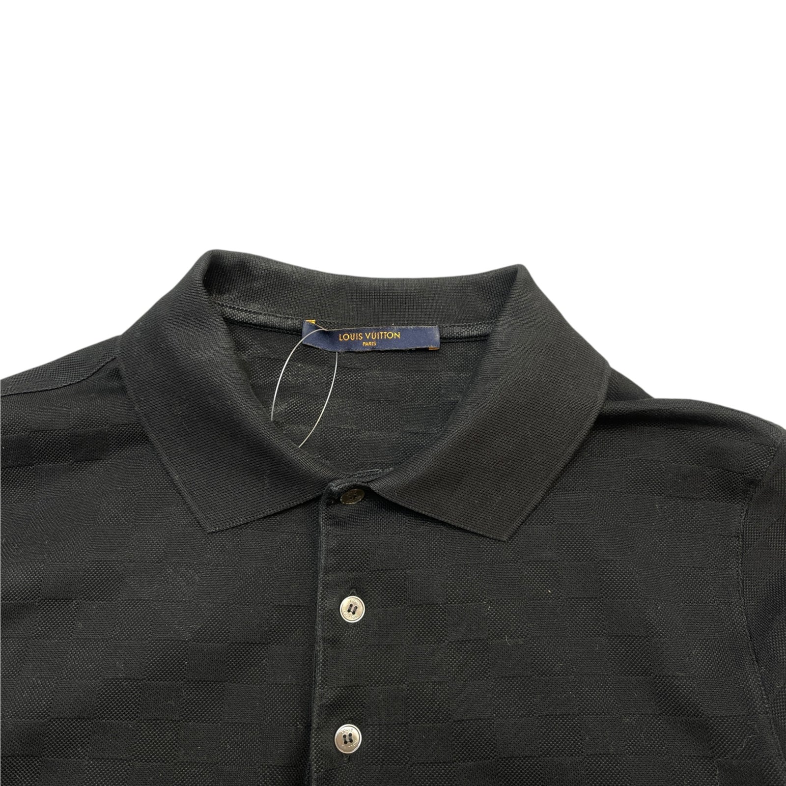 Men's Full Damier Polo Shirt Black Size S - Photo 6
