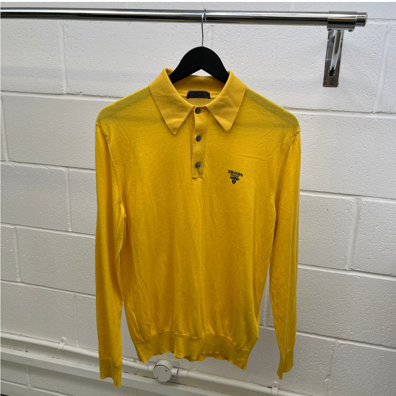 Men's Embroidered Logo Polo Shirt Yellow Size S