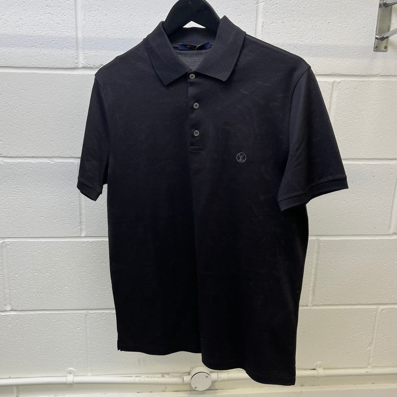 Men's Embroidered Logo Polo Shirt Black Size M