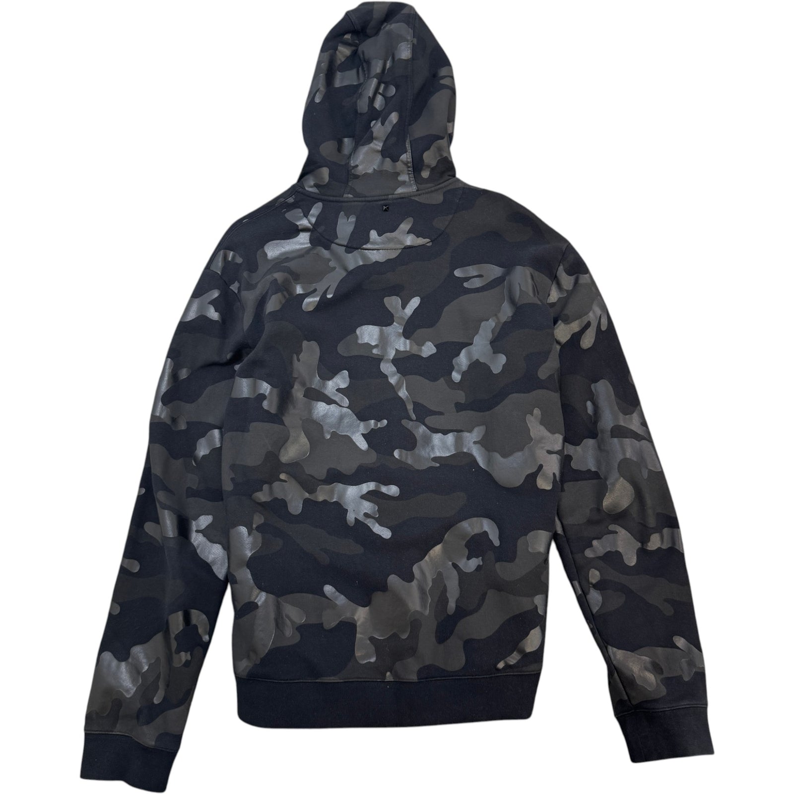 Men's Camouflage Print Zip Up Hoodie Black Size L - Photo 2