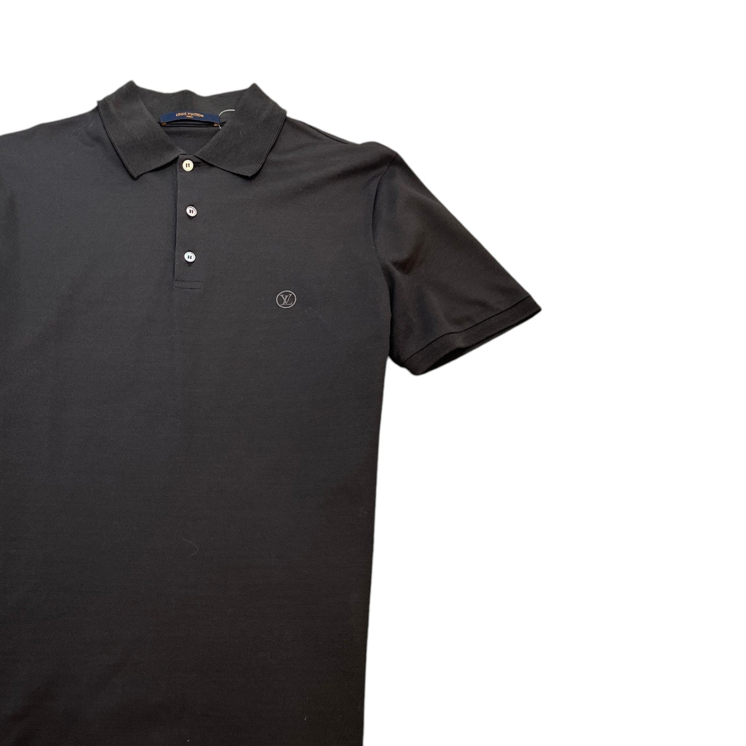 Men's Embroidered Logo Polo Shirt Black Size M - Photo 3
