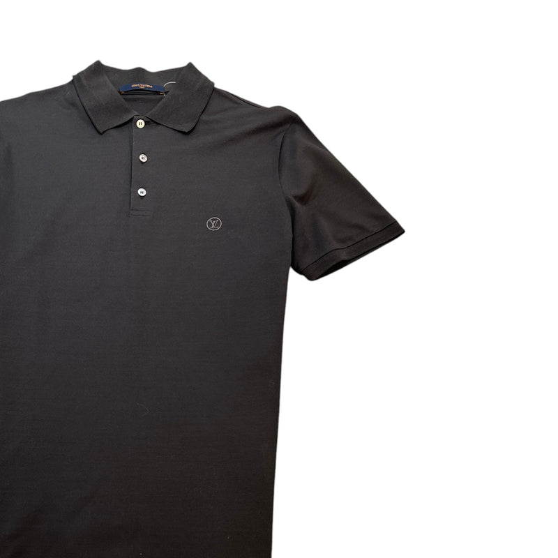 Men's Embroidered Logo Polo Shirt Black Size M