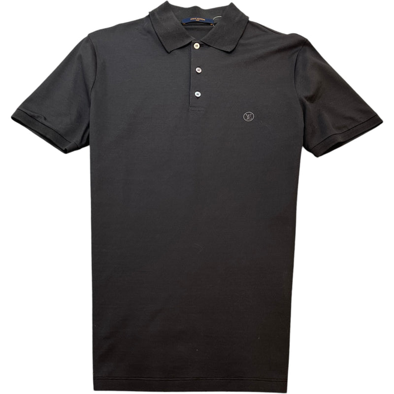Men's Embroidered Logo Polo Shirt Black Size M