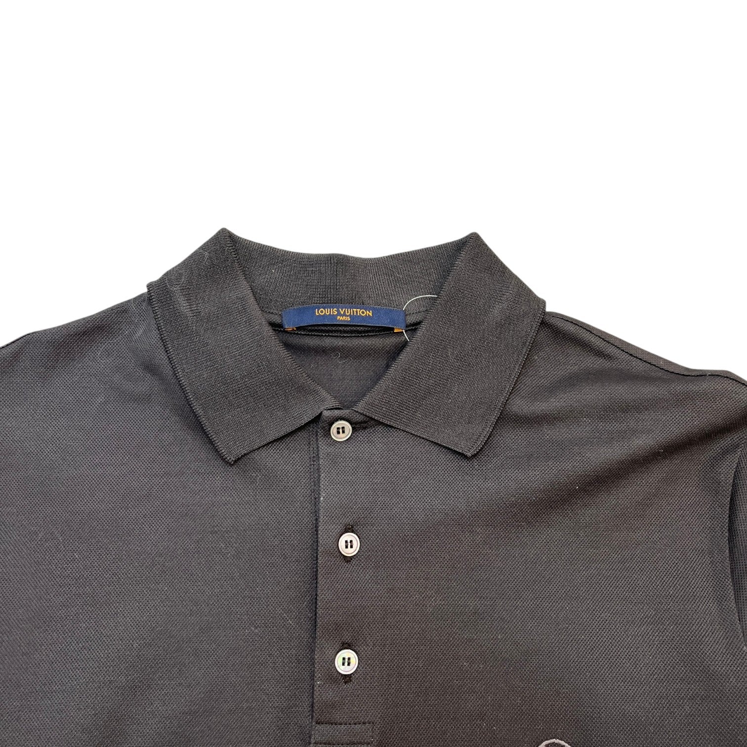 Men's Embroidered Logo Polo Shirt Black Size M - Photo 5