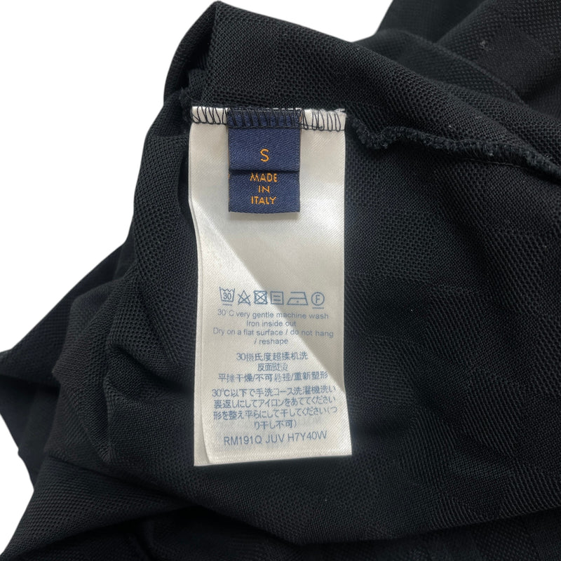 Men's Full Damier Polo Shirt Black Size S