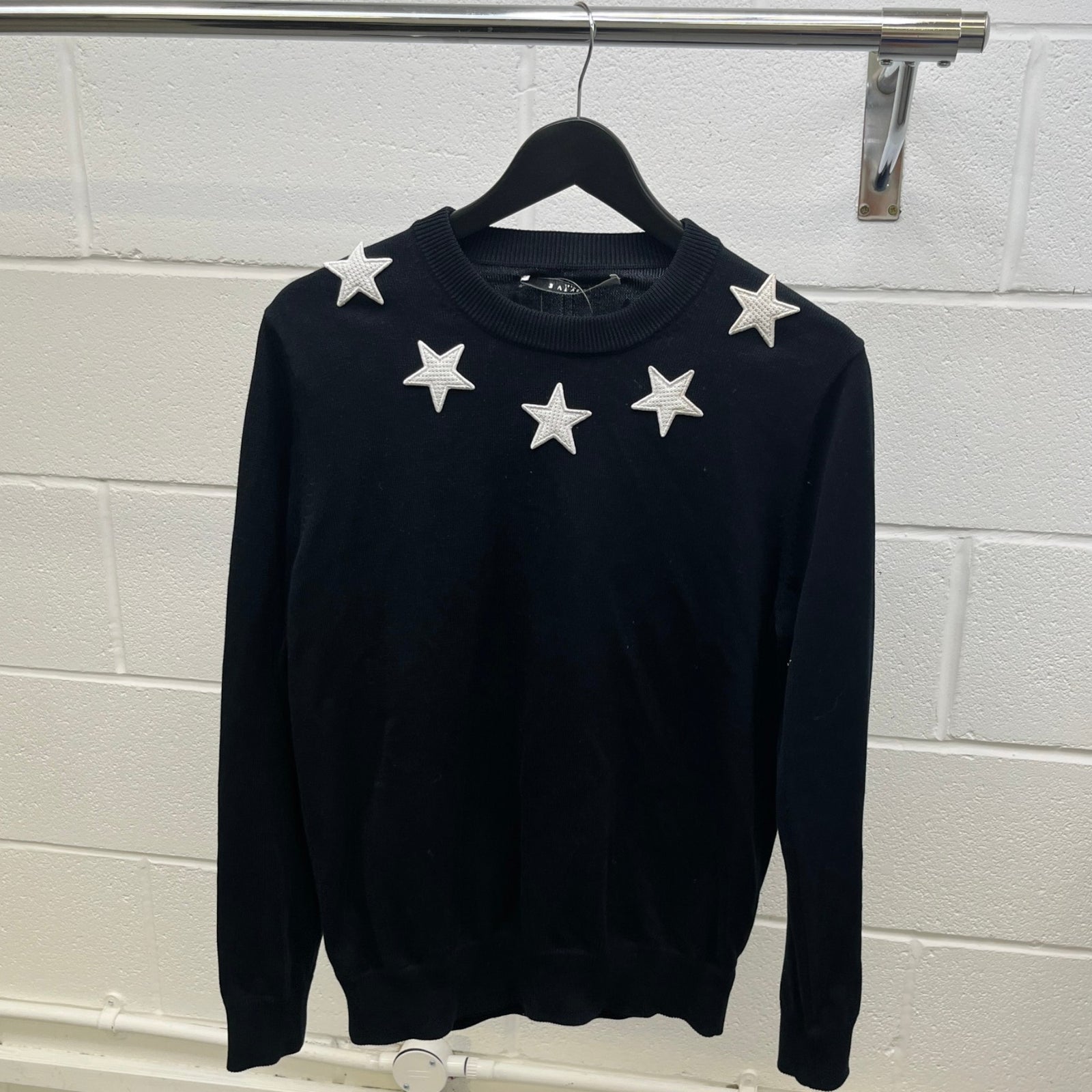 Men's Star Patch Jumper Black Size M - Photo 8