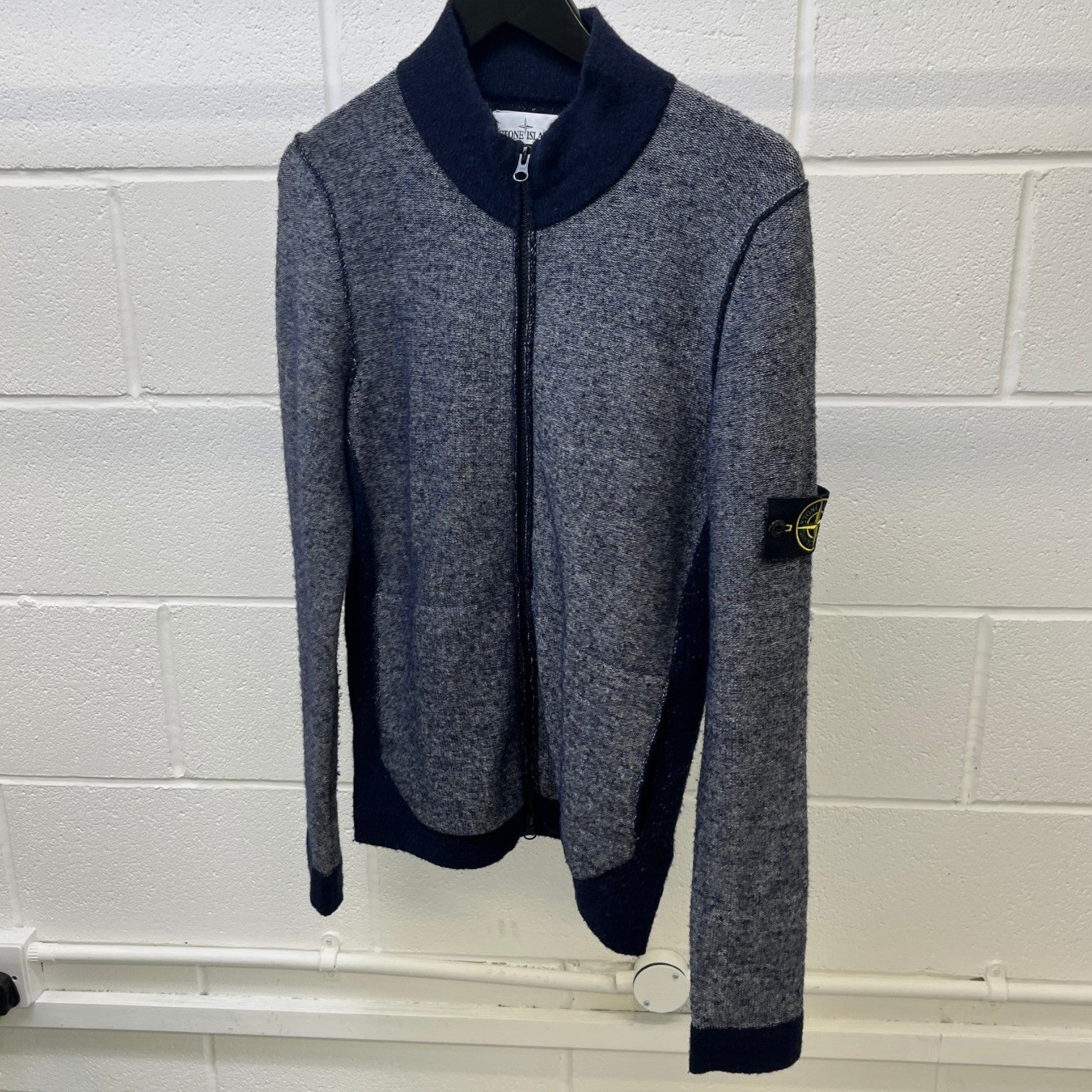 Men's Aw17 Tri Tone Zip Up Cardigan Blue Size M - Photo 8