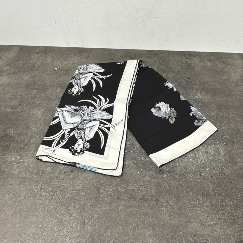 Women's Hawaiian Floral Scarf Black